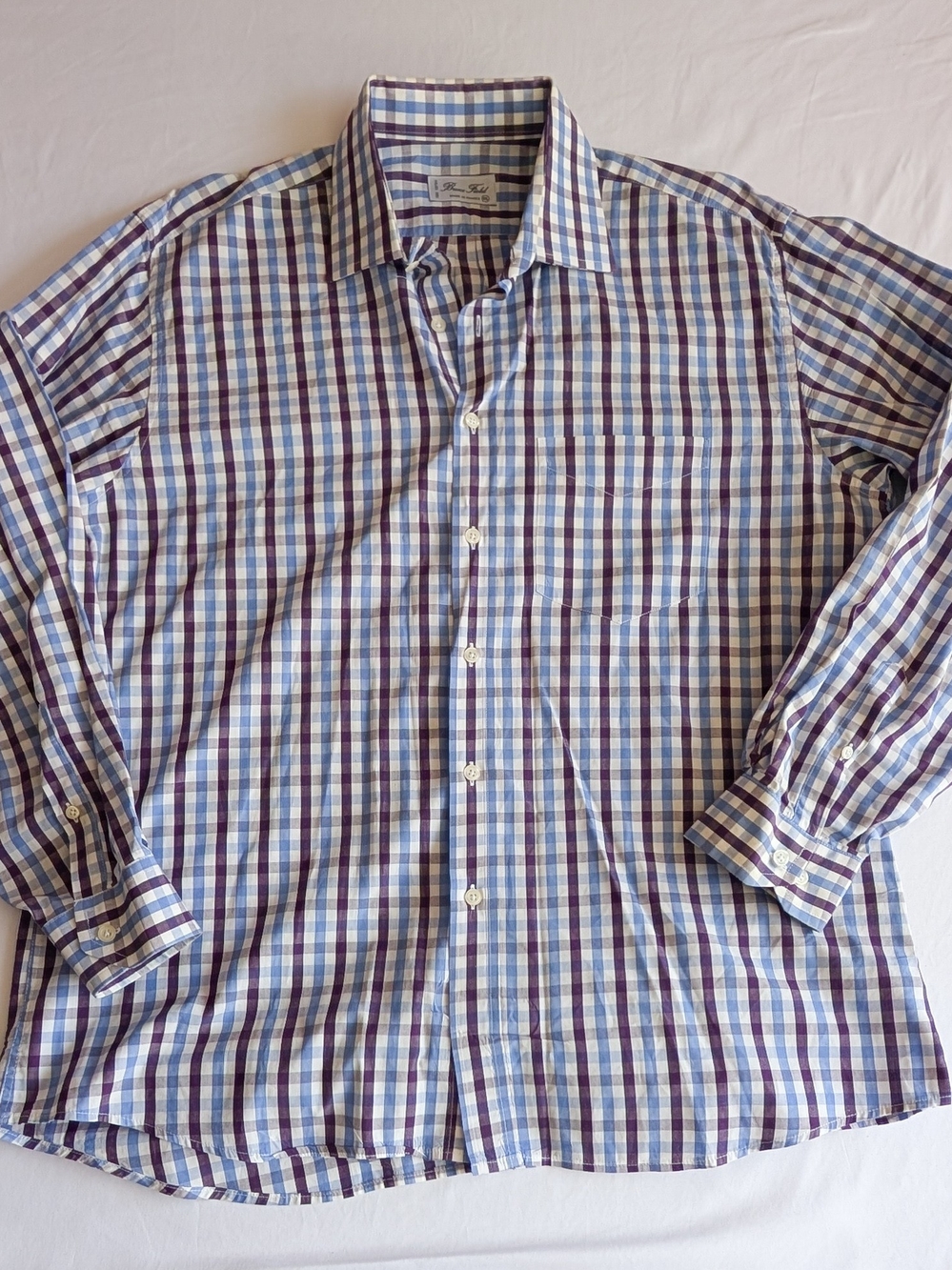 Bruce Field Men's XL Long Sleeve Button Down Shirt Blue Purple Plaid Checked